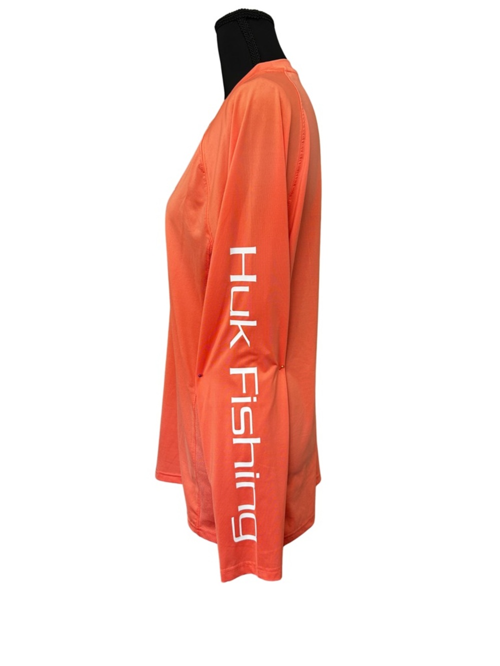 Huk Long Sleeve Performance Shirt in Orange with White Logo - Picture 3 of 4